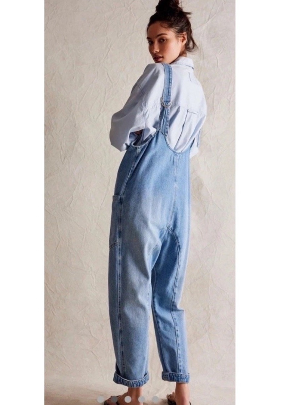 Free People Light Wash Denim Overalls in Faded Blue - Picture 7 of 7